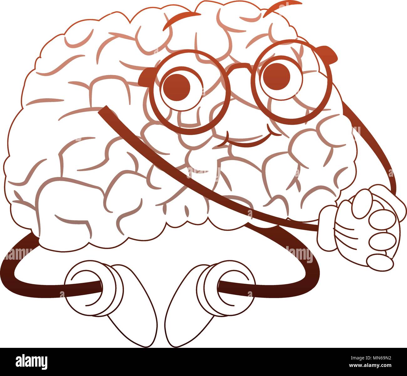 Funny brain cartoon in orange and white colors Stock Vector Image & Art ...