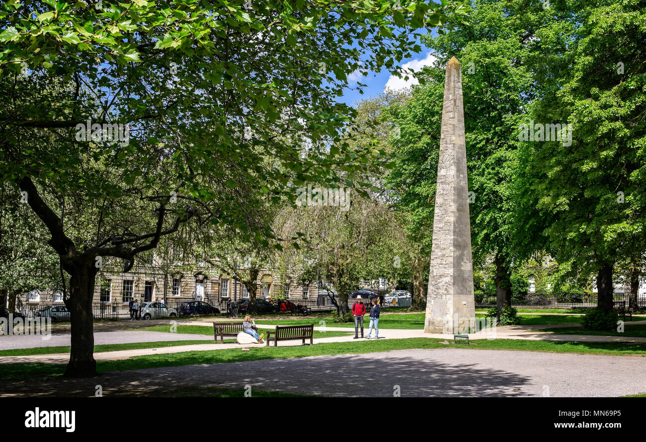 The Obelisk in Queen Square Bath erected by Beau Nash taken in Bath, Somerset, UK on 13 May 2018 Stock Photo