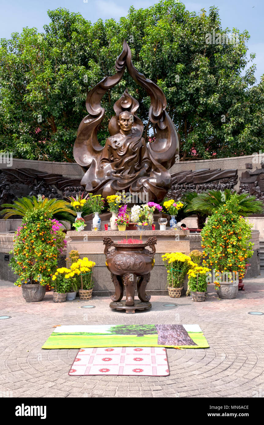 the bodhisattva thich quang duc  memorial statue in Ho Chi Minh City or saigon in South Vietnam. Stock Photo