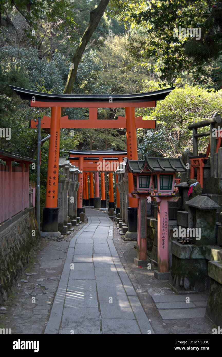 Torii gates at Fushimi Inari Taisha shrine, Kyoto, Japan Stock Photo ...