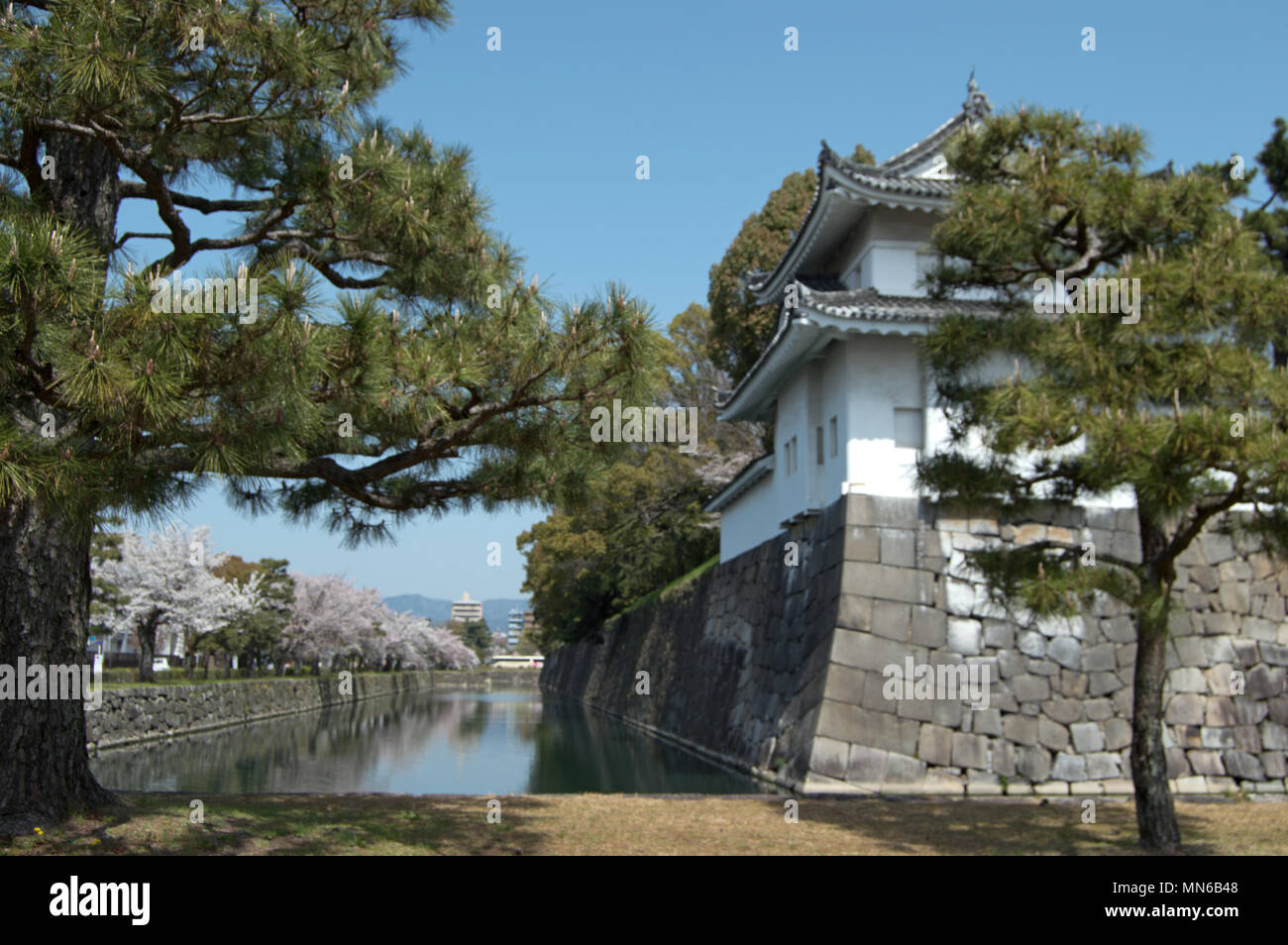 Nijo Castle esterior wall and moat, Kyoto, Japan Stock Photo