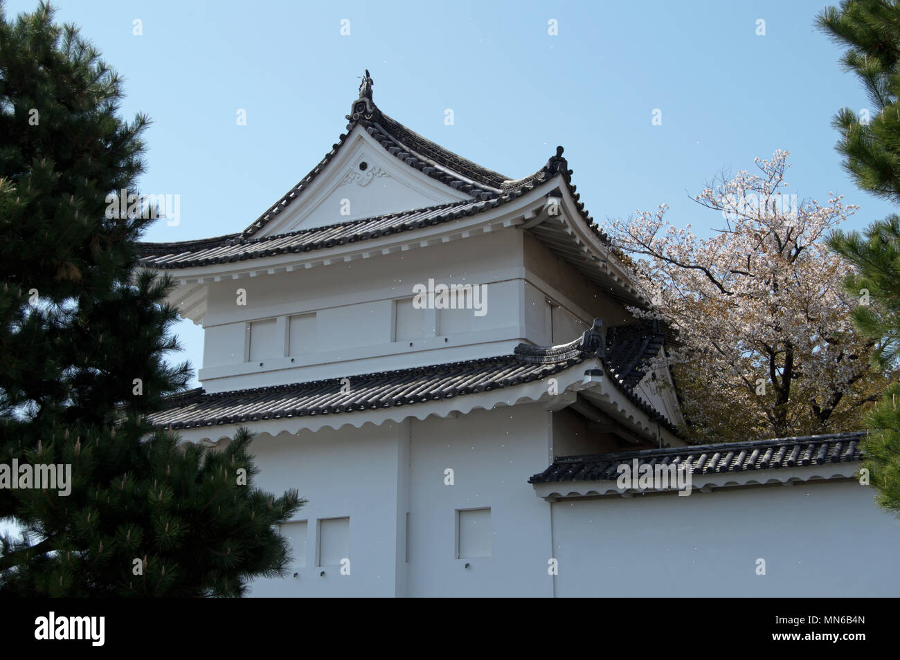 Nijo Castle exterior wall and moat, Kyoto, Japan Stock Photo