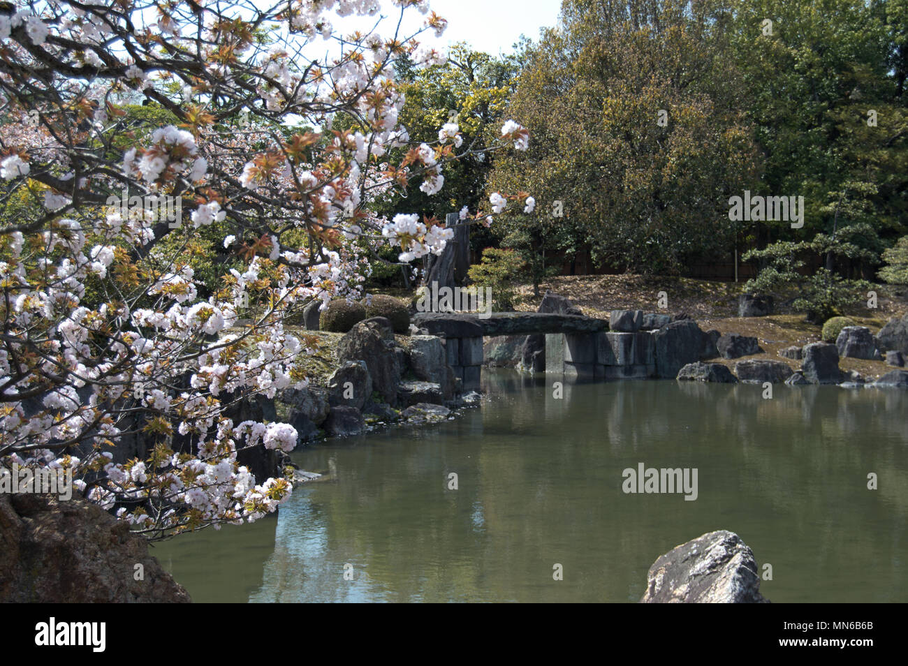 Nijo Castle pond and garden, Kyoto, Japan Stock Photo