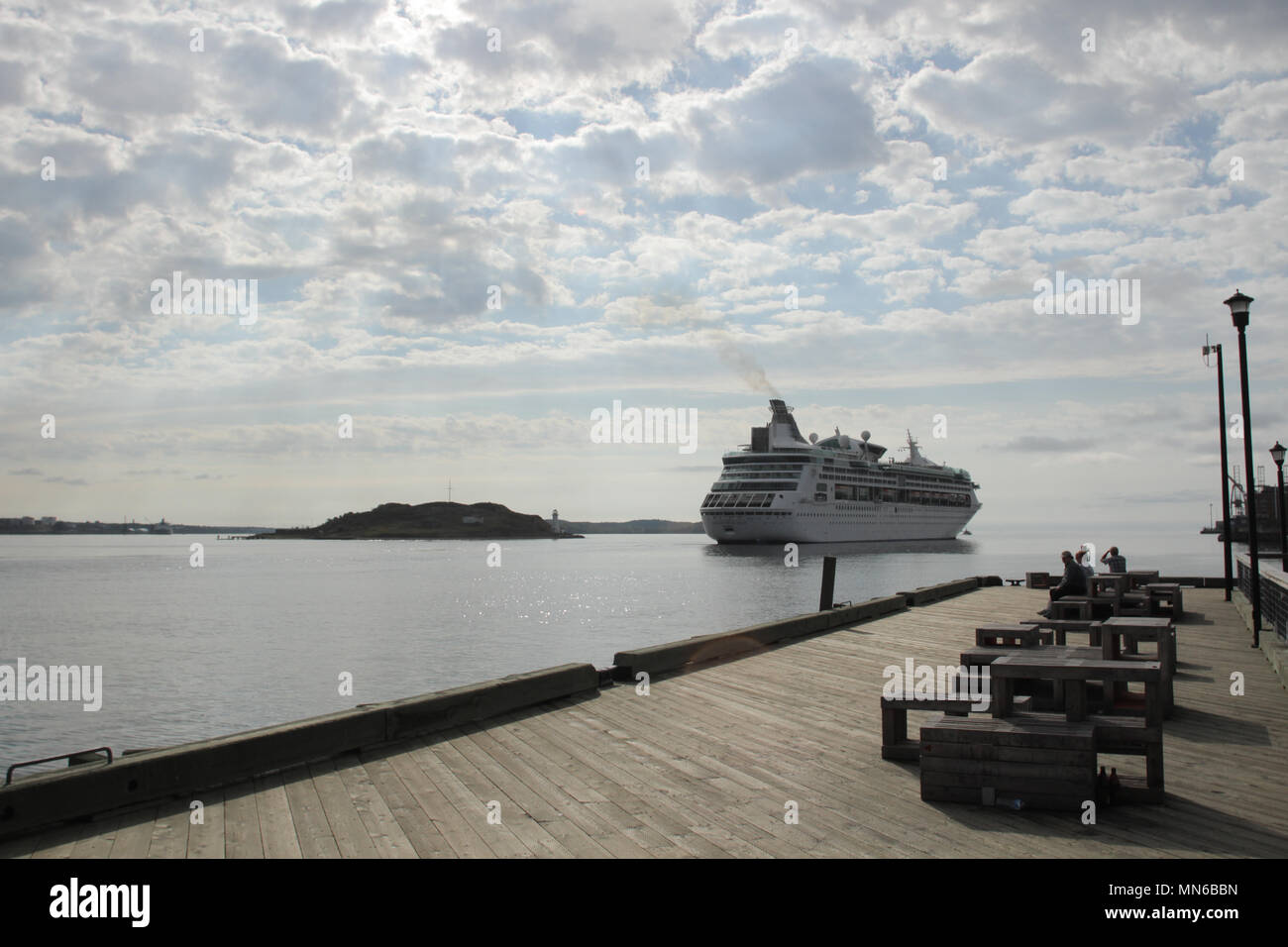 A cruise ship ready's to dock in the busy tourism port of Halifax, Nova