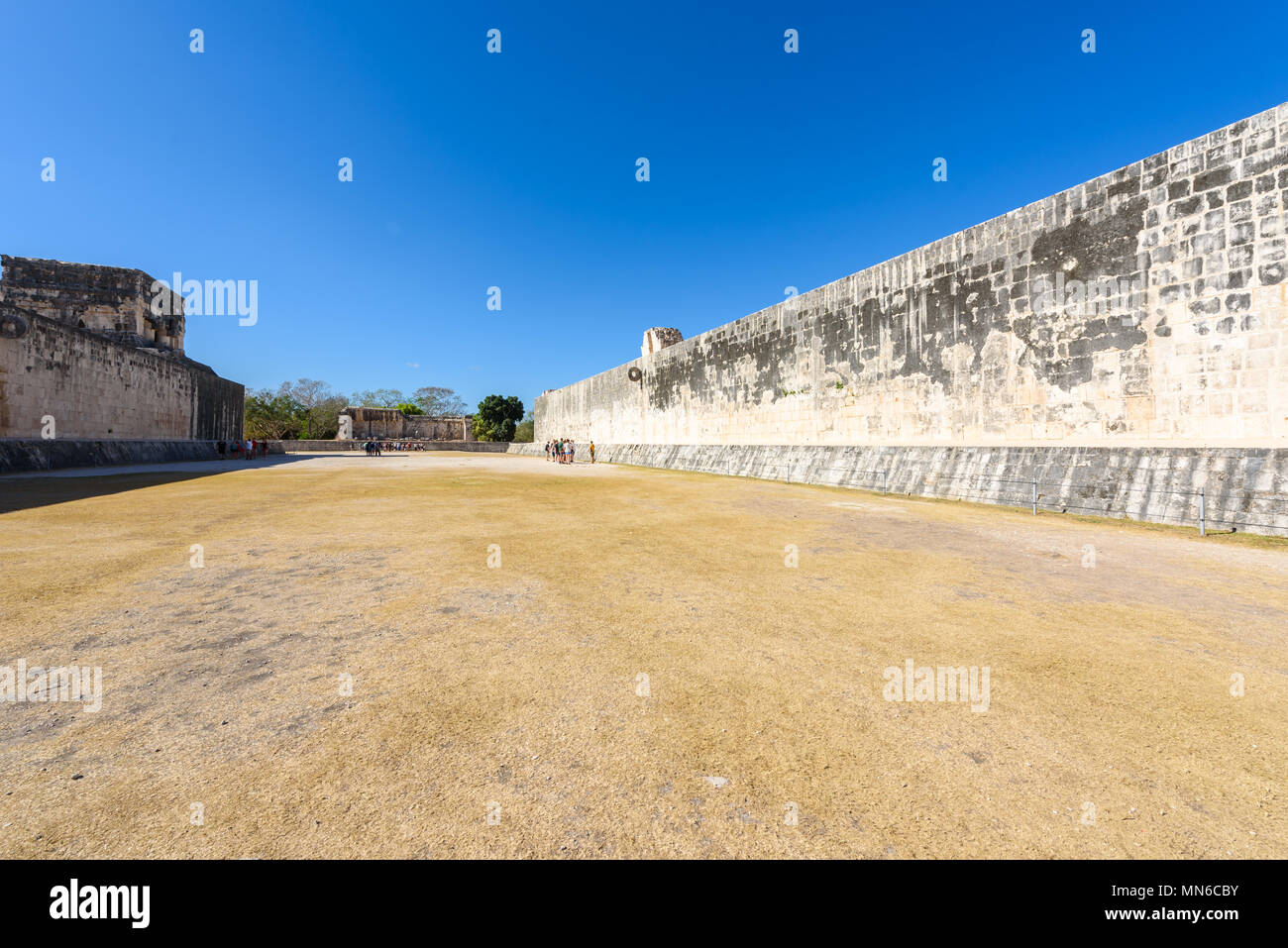 View of the ballcourt at Chichen Itza, old historic ruins in Yucatan, Mexico Stock Photo