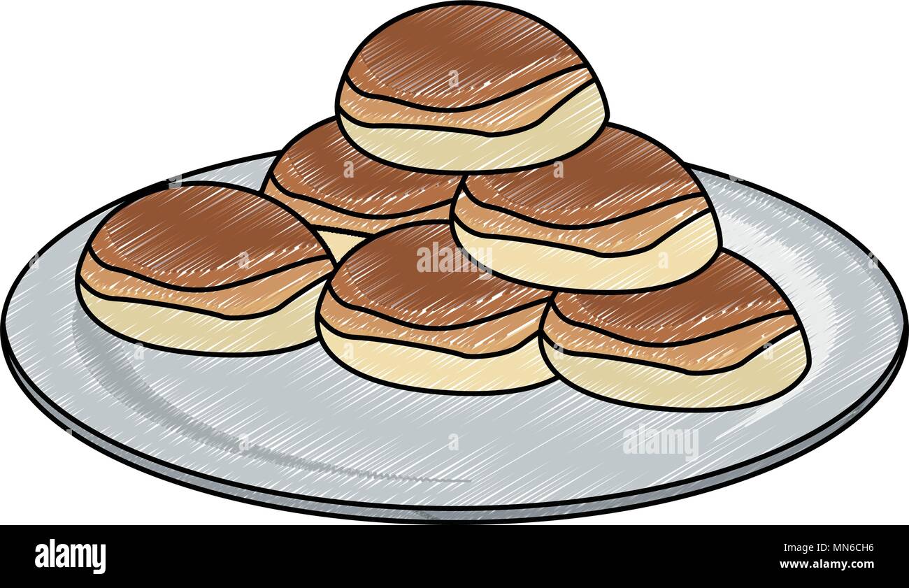 Fresh breads on dish scribble Stock Vector