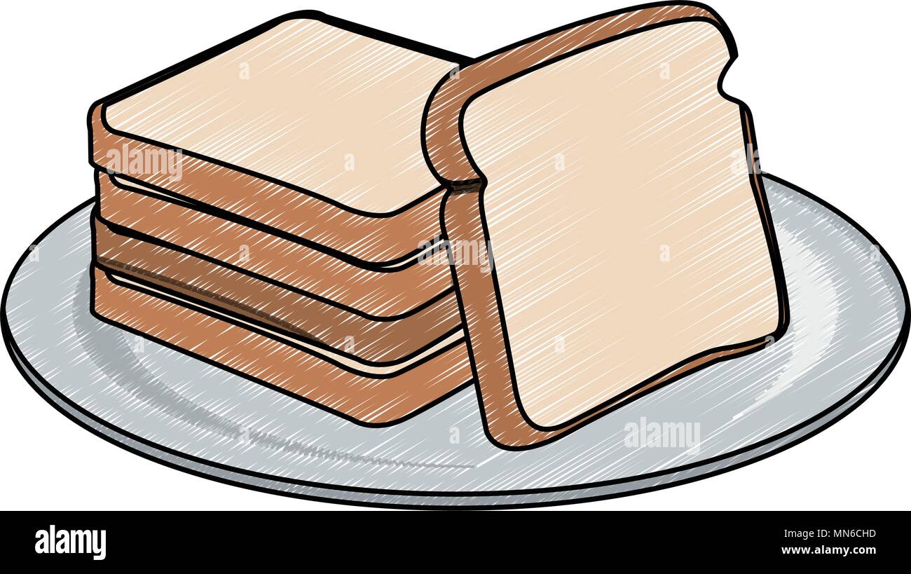 Fresh breads on dish scribble Stock Vector