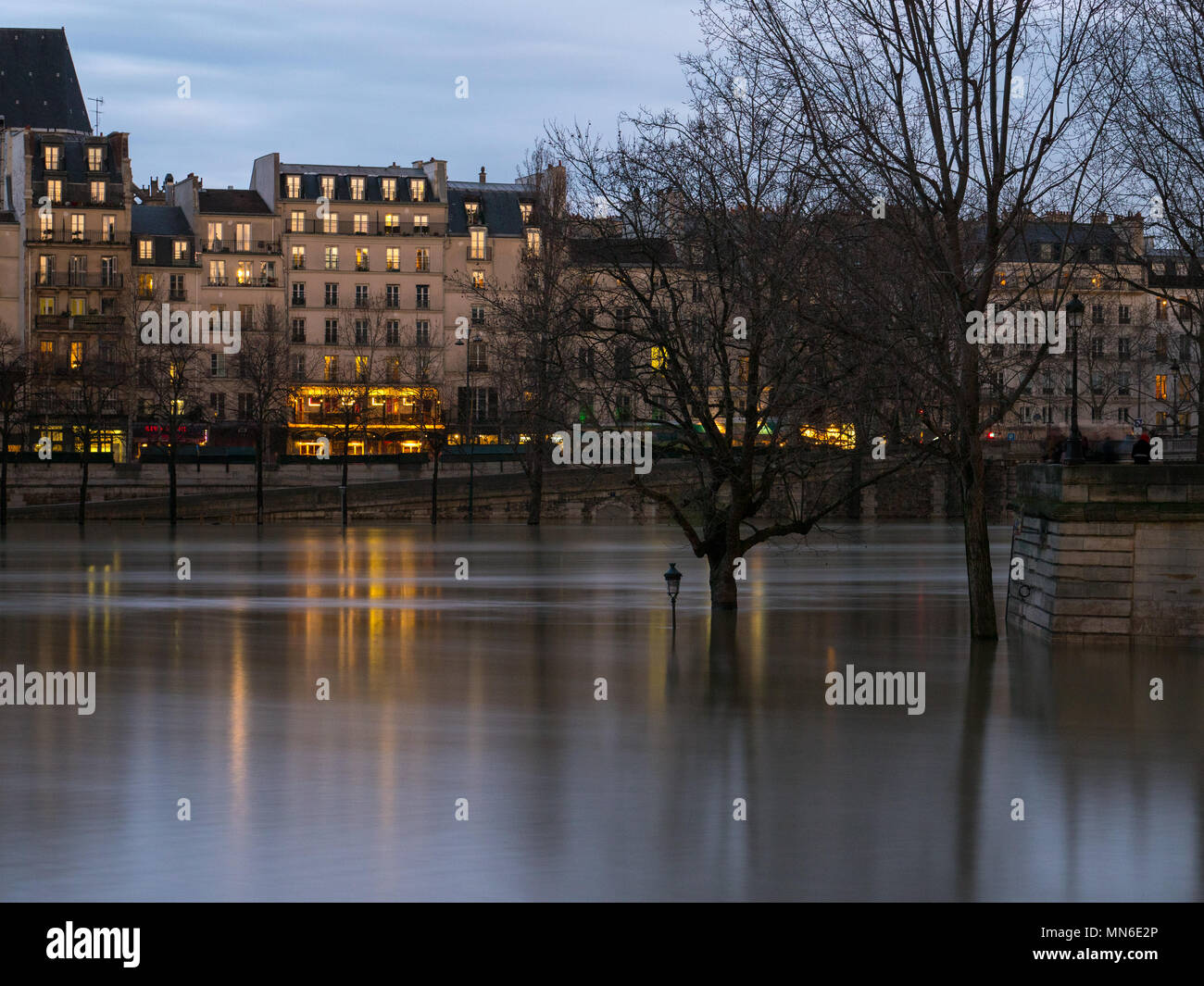 Paris flooding Stock Photo