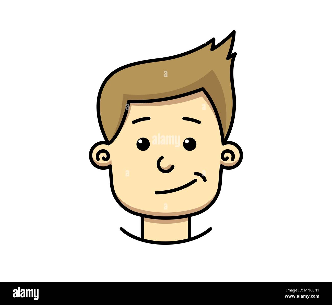 Young man boy teenager casual head face with smile smirk. Vector Stock Vector