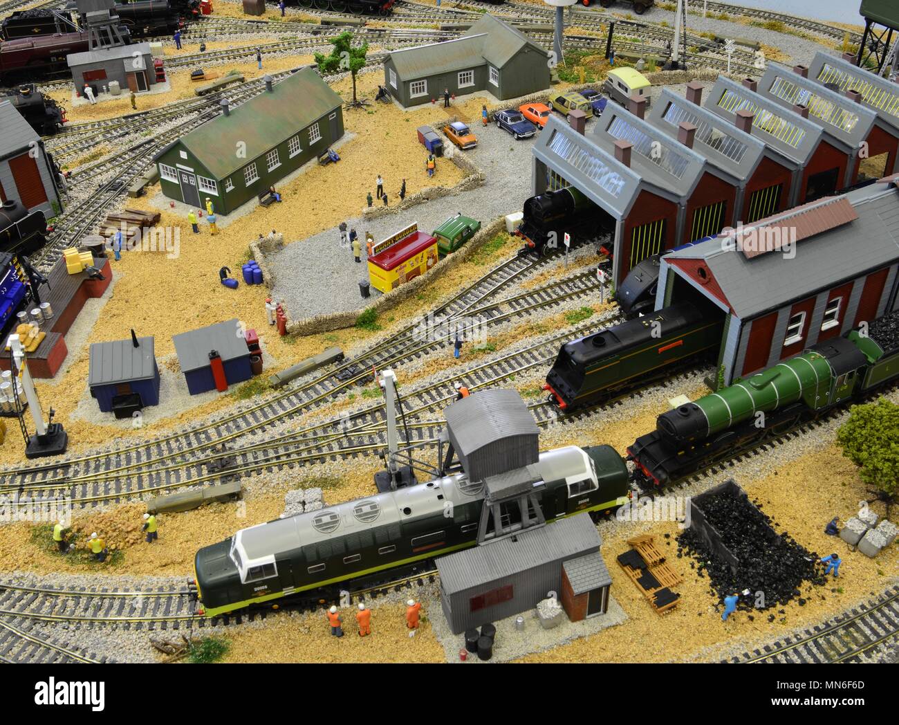 A model railway shunting yard set on a desert landscape Stock Photo - Alamy