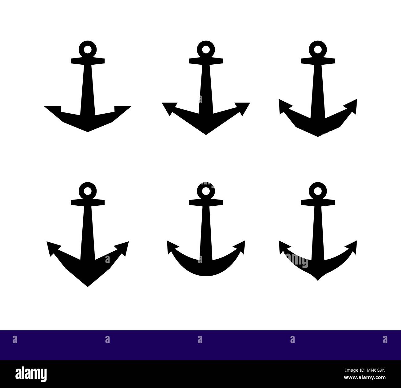 Ships anchor vector icon set Stock Vector