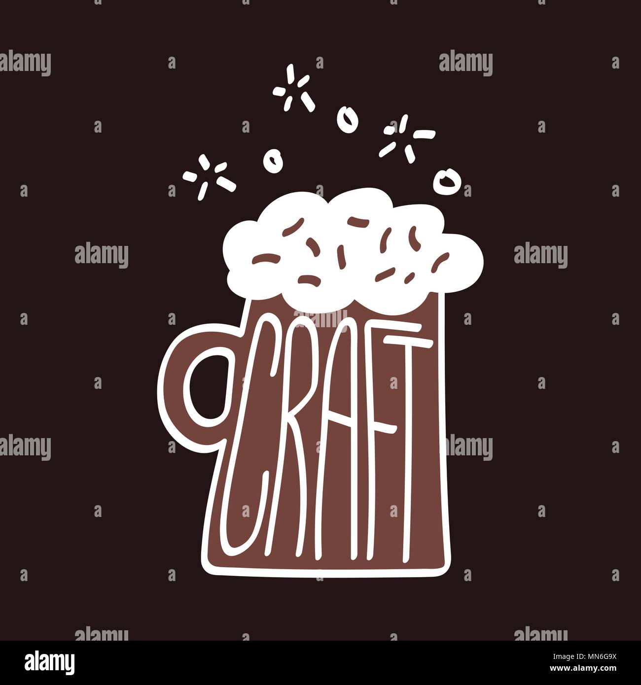 Craft beer mug with foam. Sketch vector illustration Stock Vector