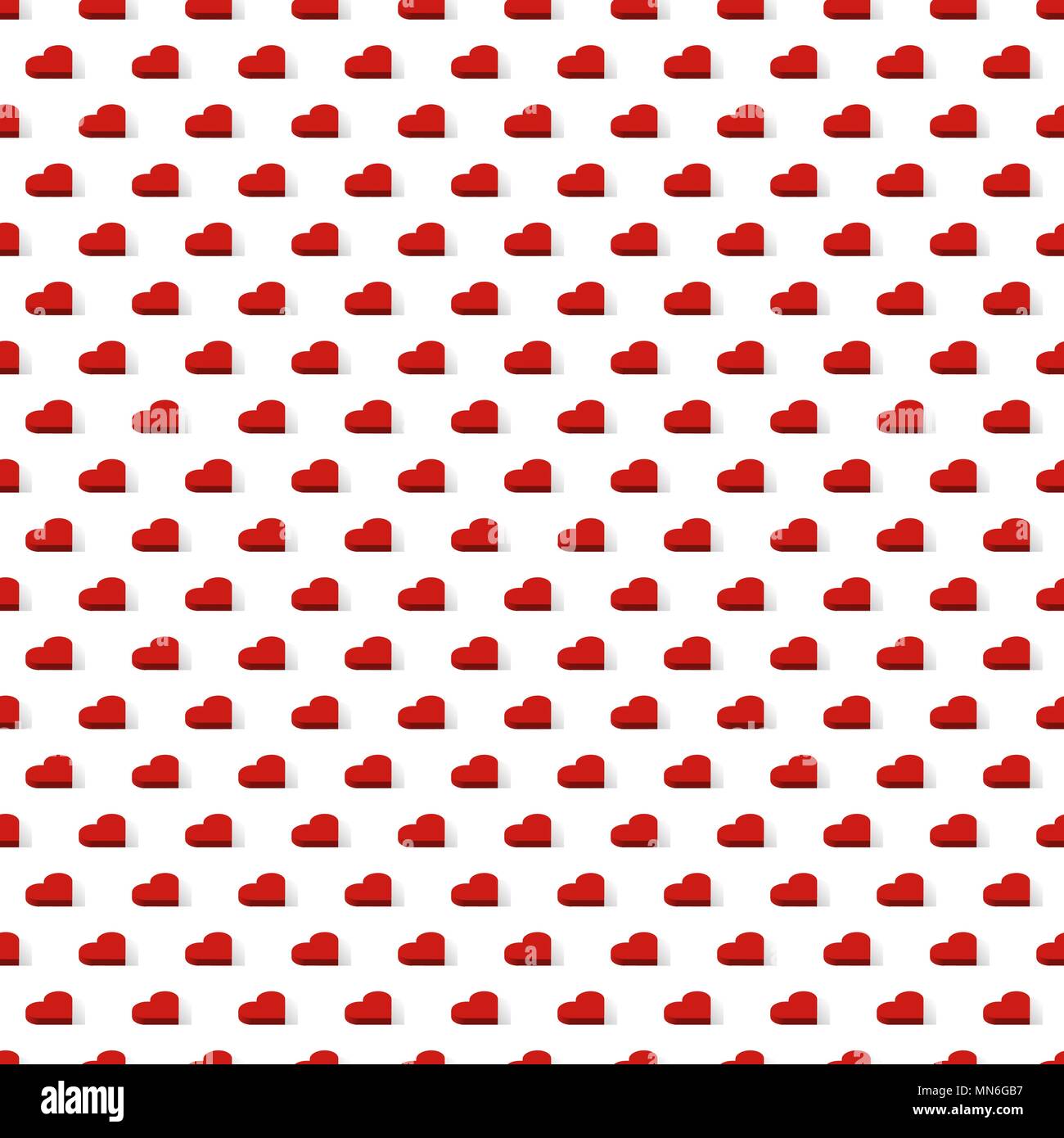 Isometric red hearts love signs seamless vector pattern Stock Vector