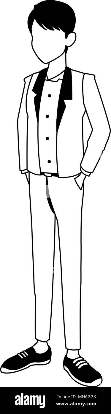 Young man cartoon on black and white colors Stock Vector Image & Art ...