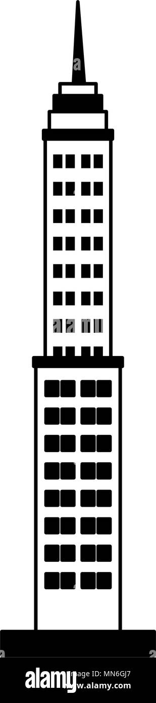 Skyscraper building isolated on black and white colors Stock Vector ...