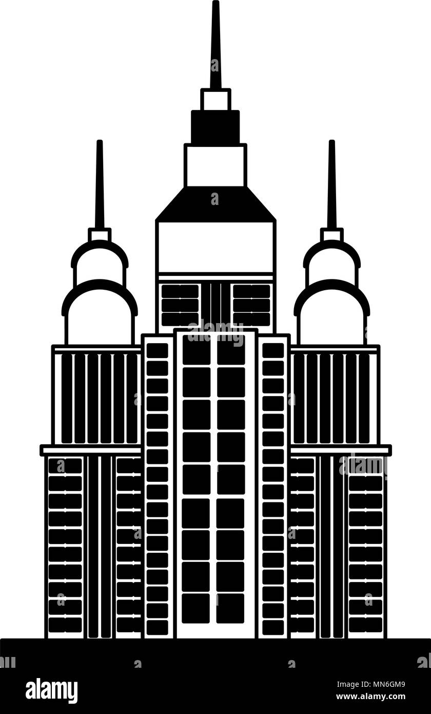 Skyscrapers buildings scenery on black and white colors Stock Vector ...
