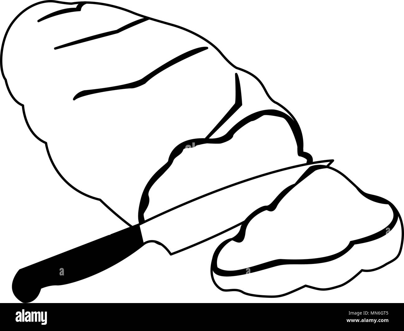 Knife cutting bread on black and white colors Stock Vector Image & Art ...