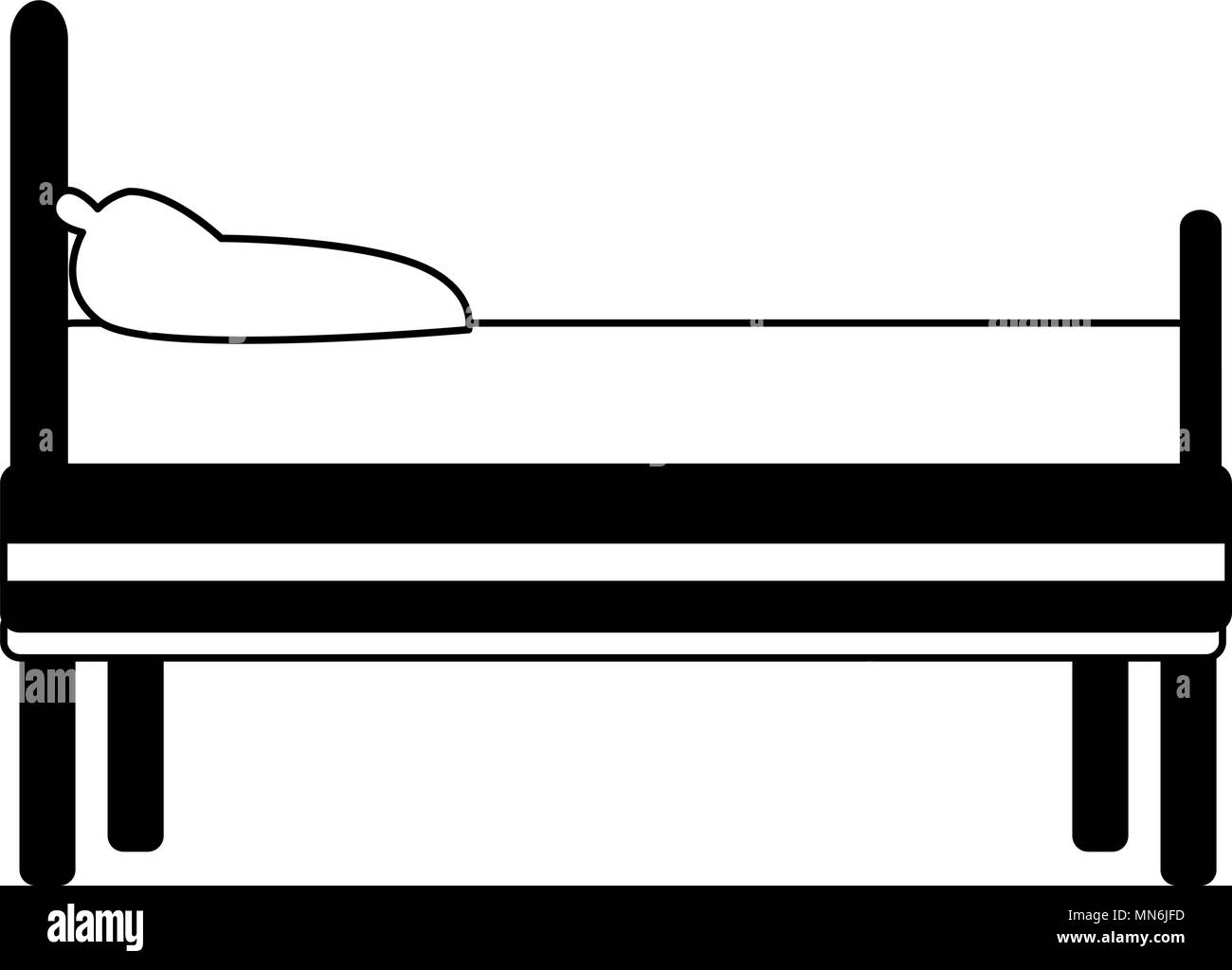 Bed furniture isolated in black and white colors Stock Vector Image