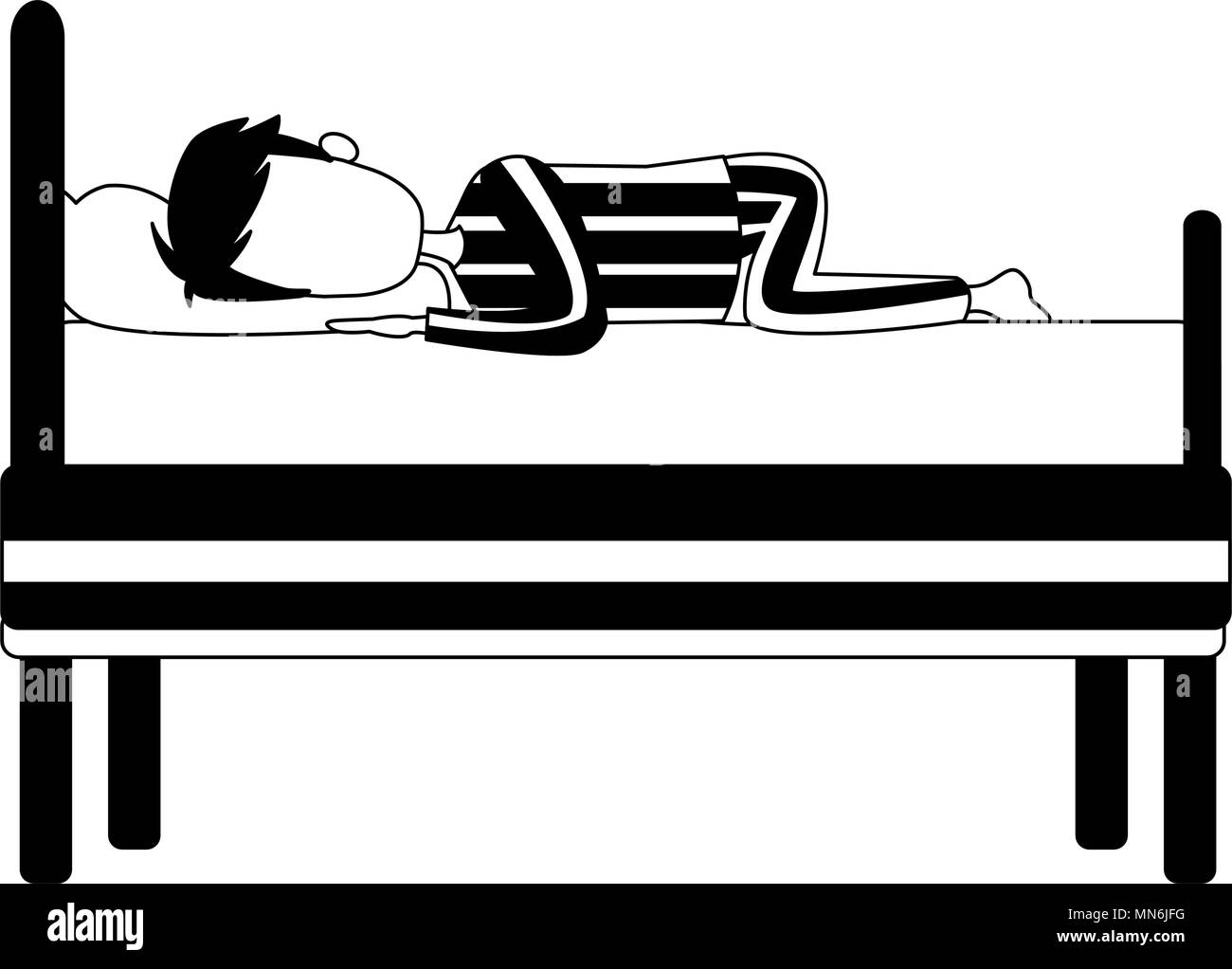 Man Sleeping In Bed In Black And White Colors Stock Vector Image And Art