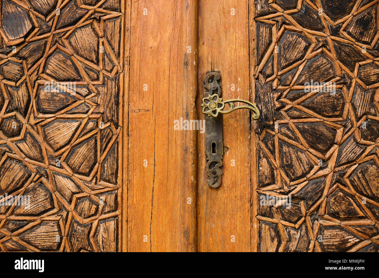 Detail of a door with arab ornaments at Emir Bachir Chahabi Palace Beit ed-Dine in mount Lebanon Middle east, Lebanon Stock Photo