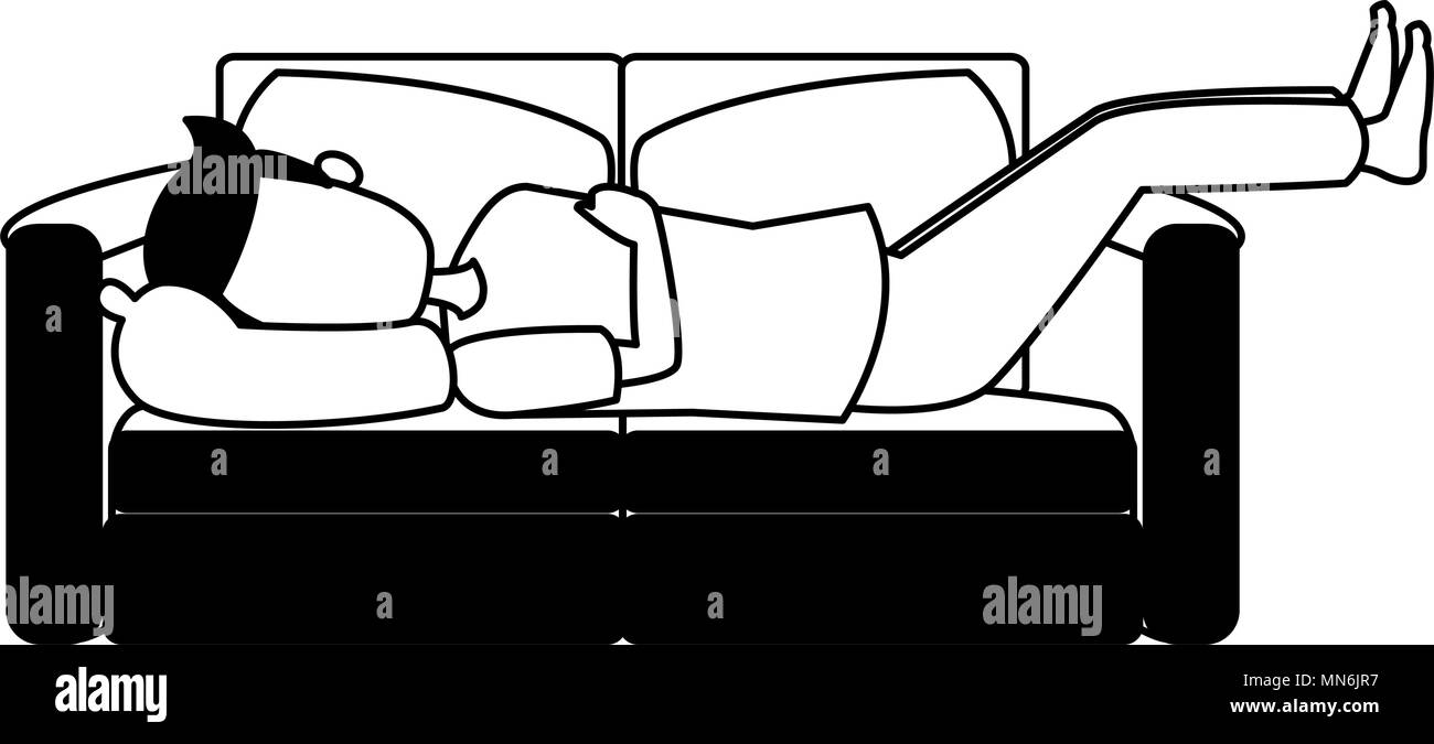 Man sleeping in sofa in black and white colors Stock Vector Image & Art ...