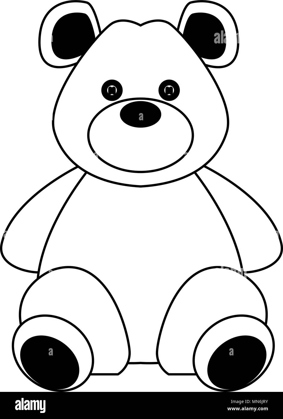 Teddy bear isolated in black and white colors Stock Vector Image & Art ...