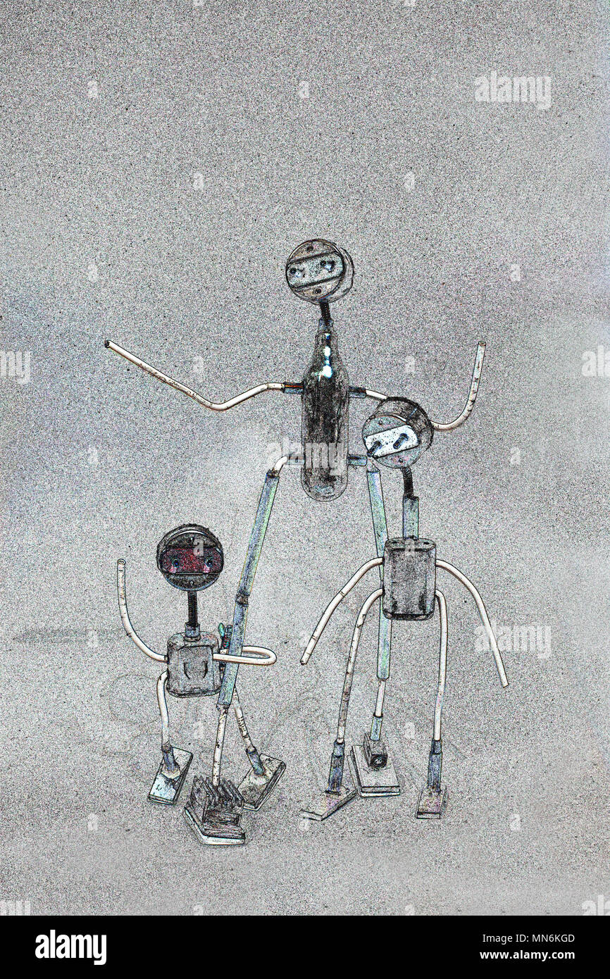 Alien robot family Stock Photo