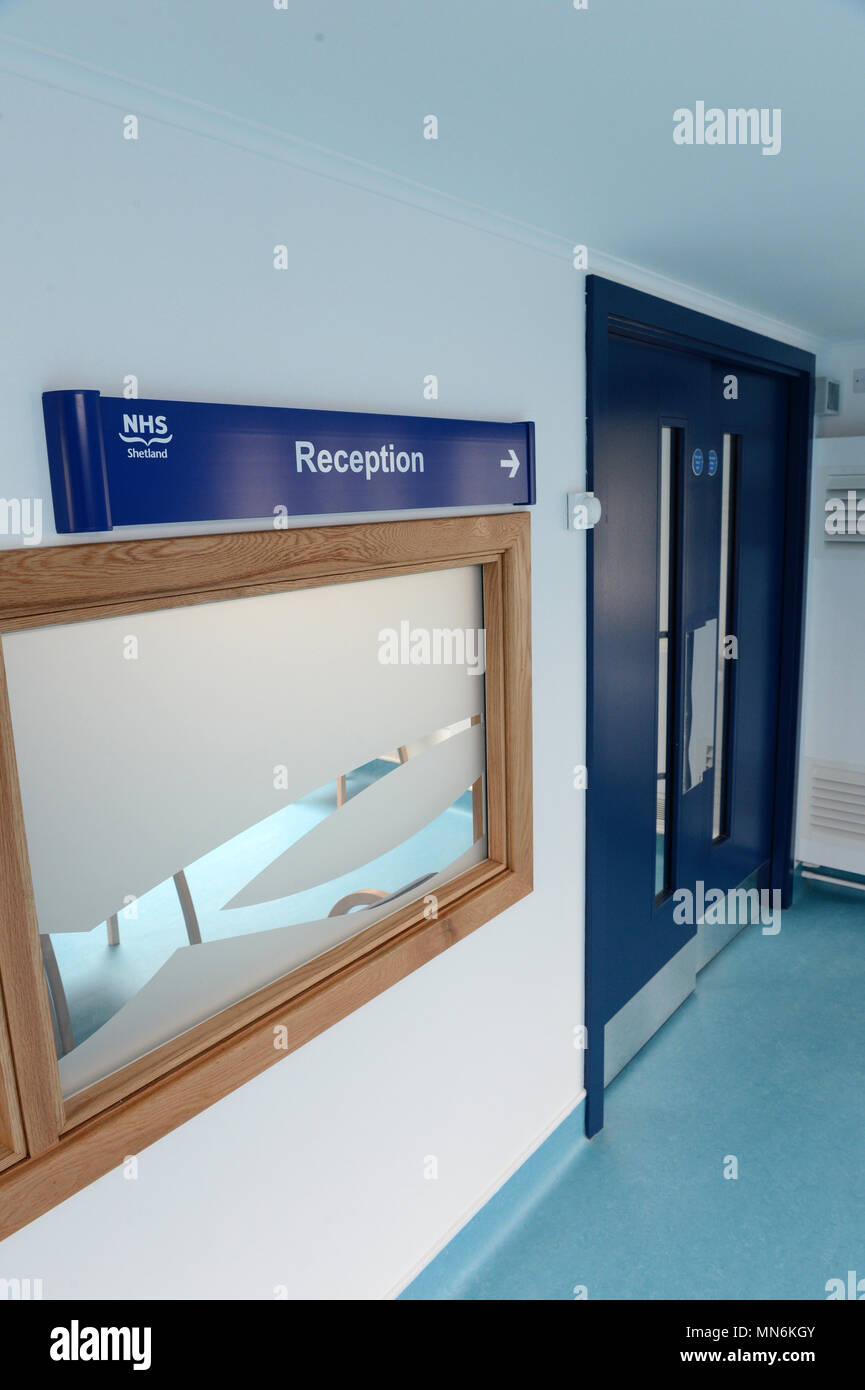Inside a deserted NHS waiting room and doctors surgery Stock Photo