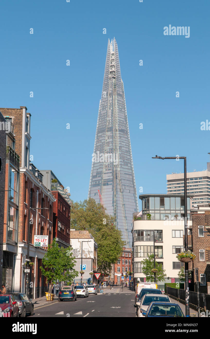 Street scene in London with the Shard in the background. Stock Photo