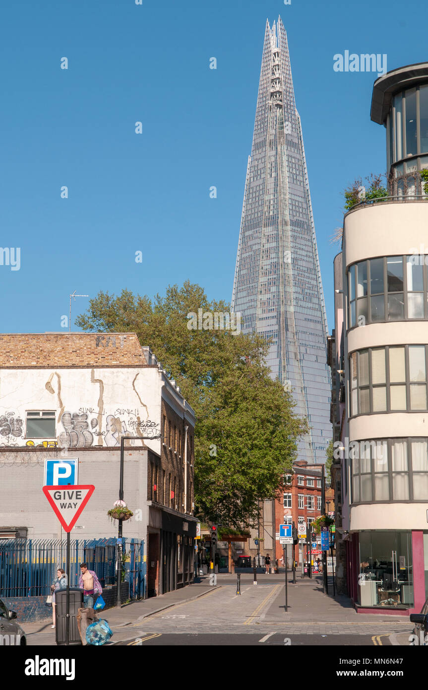 Street scene in London with the Shard in the background. Stock Photo