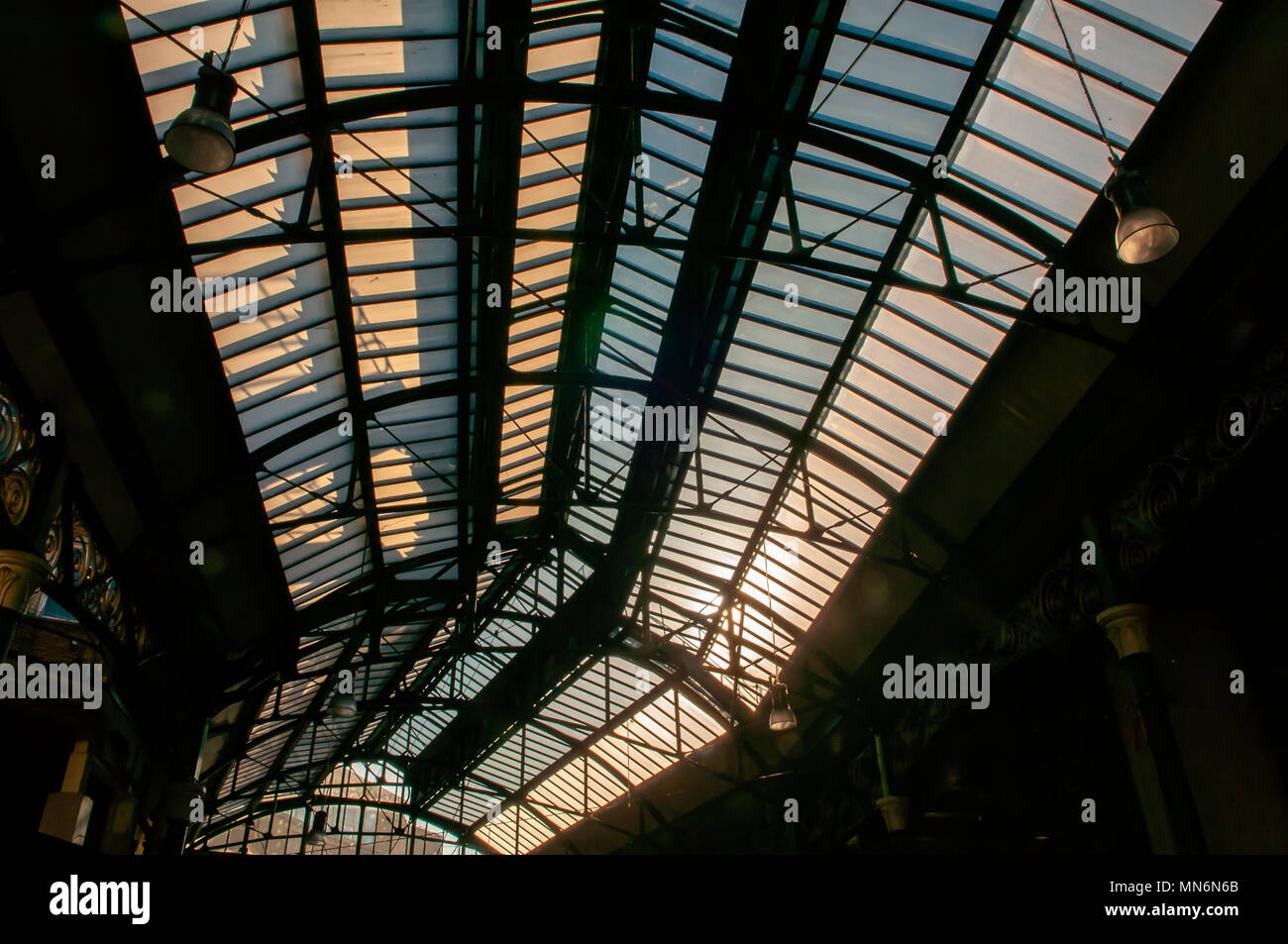 Glass roof of the Borough Market, Southwark, London Stock Photo