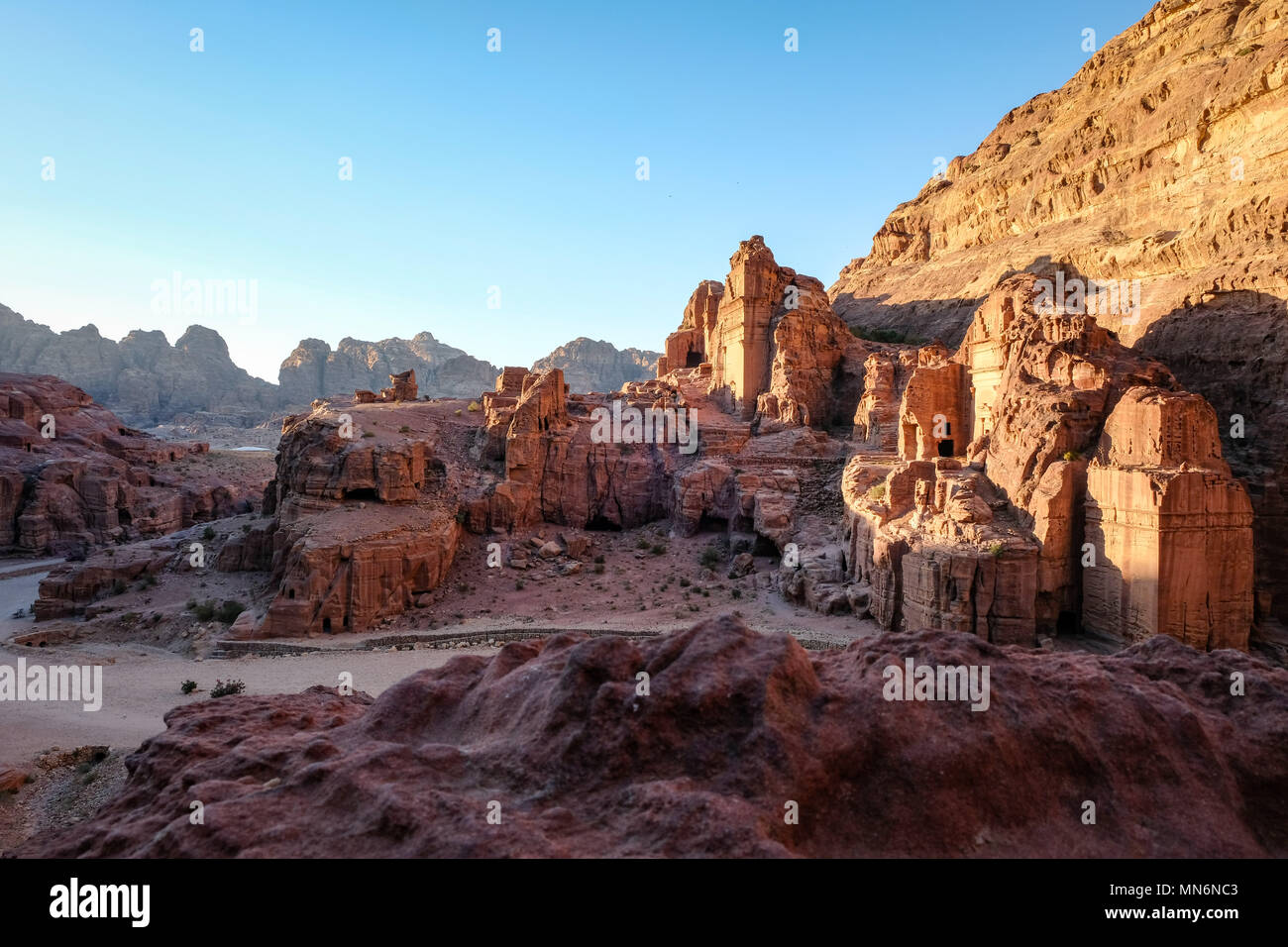 The Royal Tomb an d Aneisho at sunset in the ancient Nabatean city ...