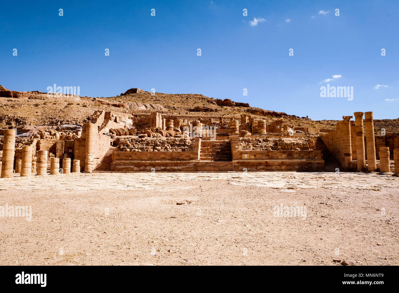 The great temple complex signboard in the ancient Nabatean city Stock ...