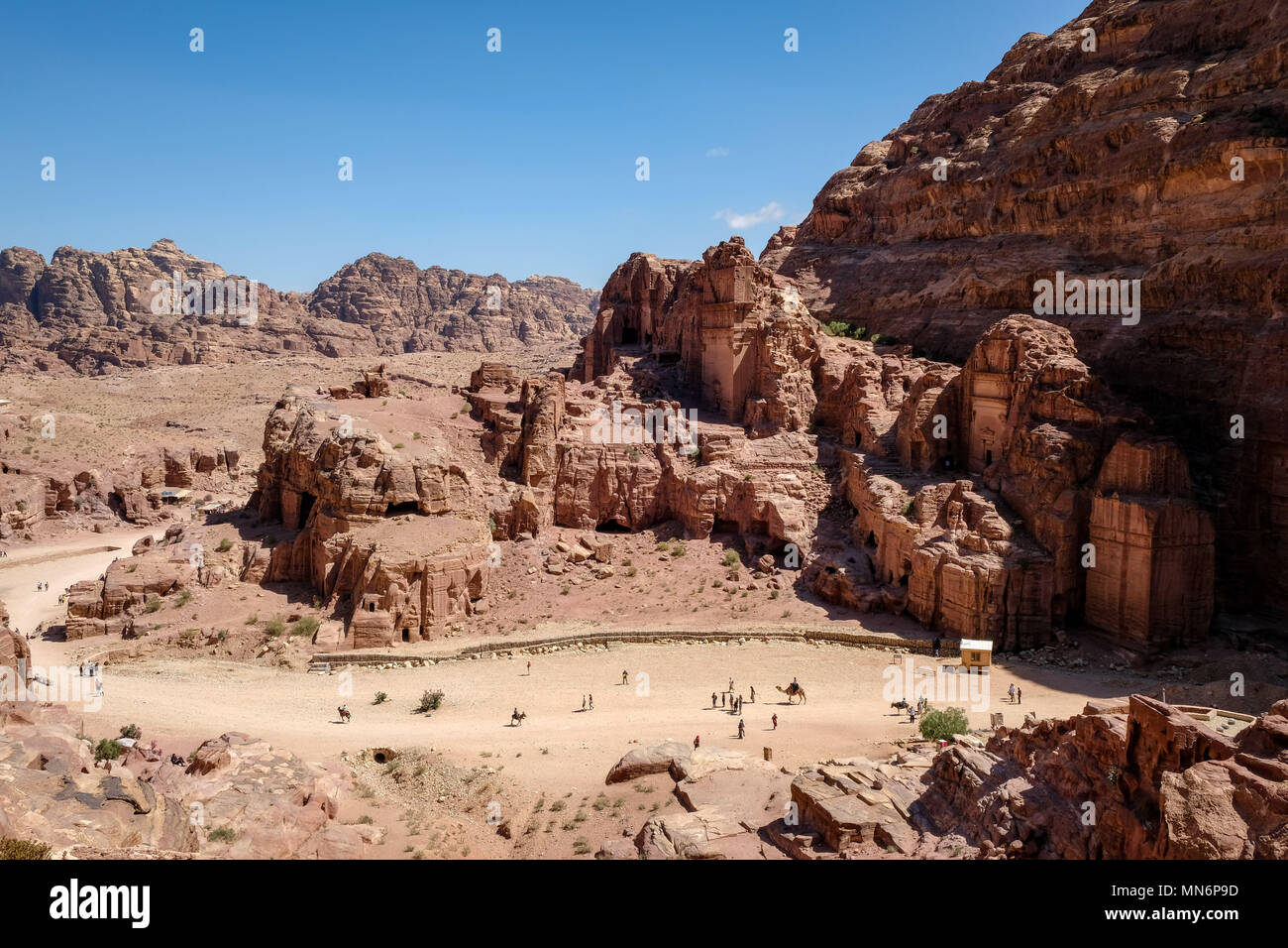 Panoramic view of the Aneisho tomb in the ancient Nabatean city Stock ...