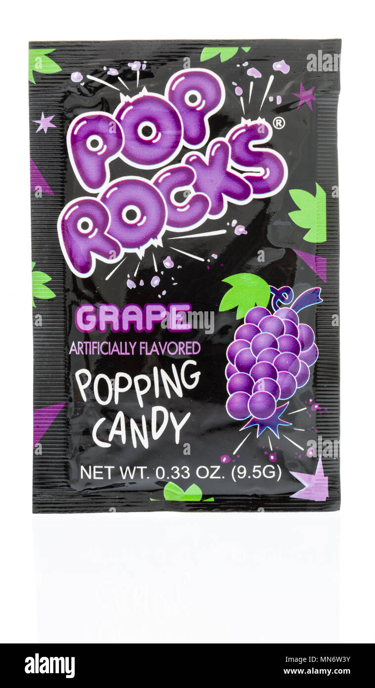 Winneconne, WI - 8 May 2018:  A package of Pop Rocks in grape flavor on an isolated background Stock Photo