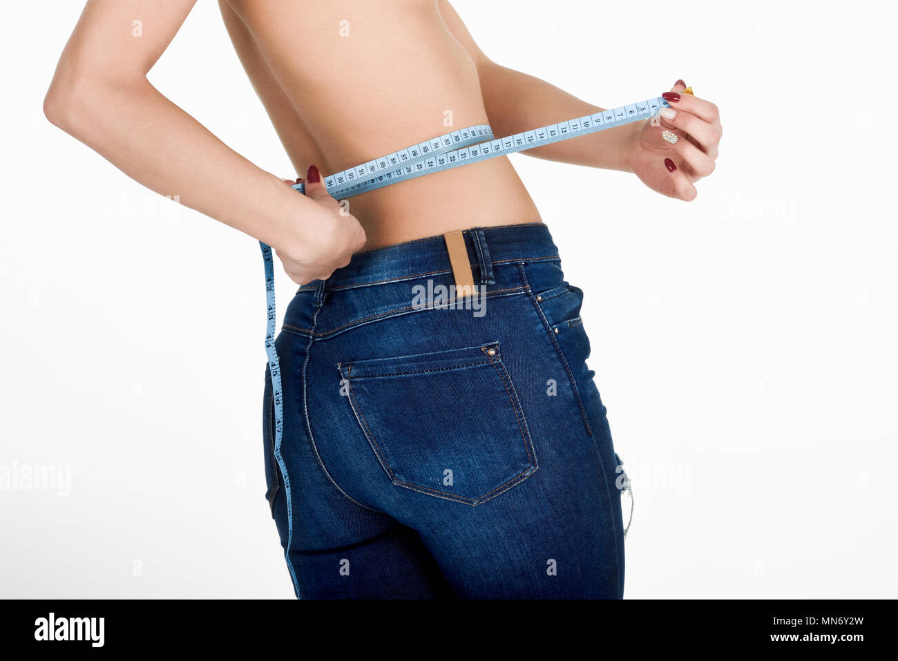 Woman Measuring Tape Lose Weight Health Diet Waist Size Isolated Stock  Photo by ©PeopleImages.com 657363578