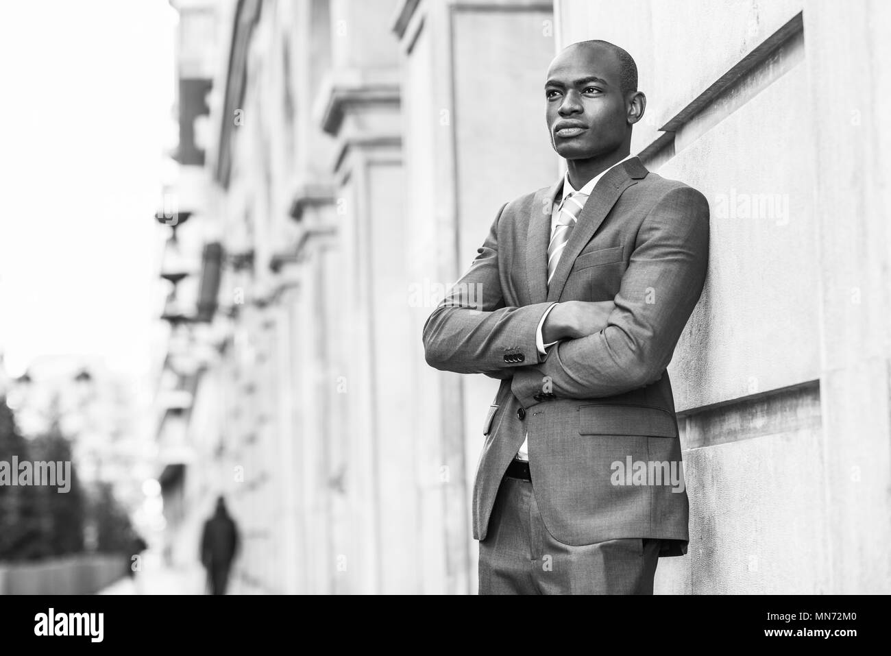 Handsome happy african american young Black and White Stock Photos ...