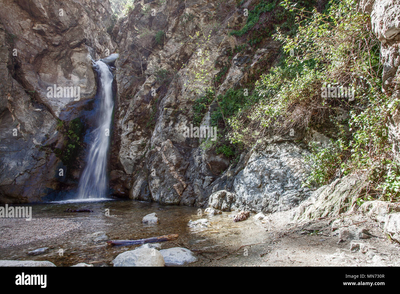 Eaton Canyon Falls Trail Hike in Pasadena near Los Angeles, California Stock Photo