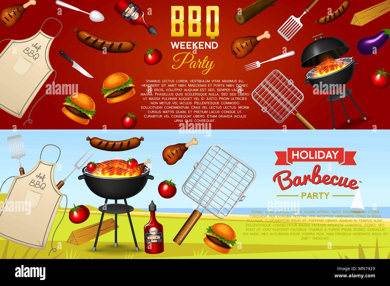 Phần tử Lò nướng Barbecue đặt riêng trên nền đỏ. Bữa tiệc BBQ...: Tận hưởng hương vị thơm ngon và không khí vui tươi của bữa tiệc BBQ ngoài trời với phần tử lò nướng Barbecue đầy ấn tượng được đặt riêng trên nền đỏ rực rỡ. 