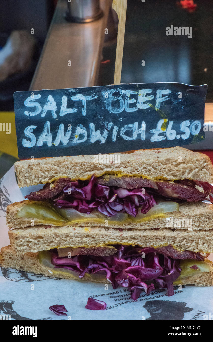 salt beef sandwich street food takeaway Stock Photo Alamy