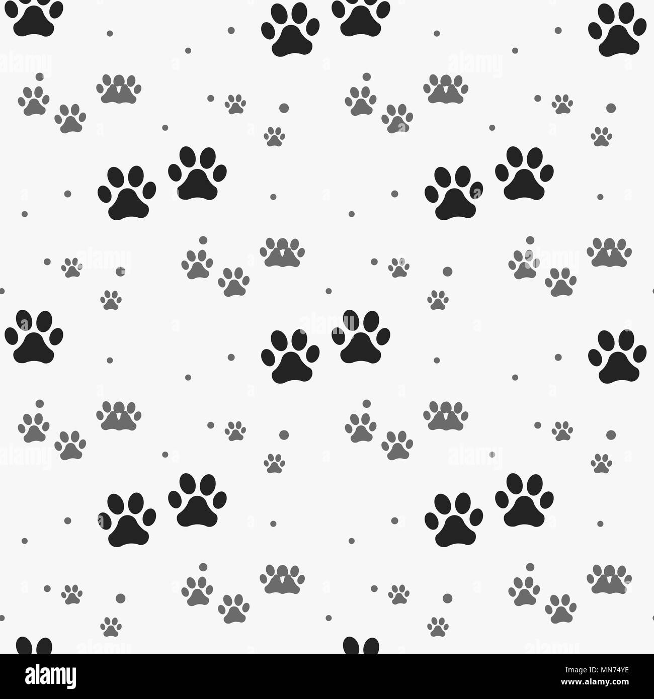 Dog paw print seamless pattern on white background eps 10 Stock Vector ...