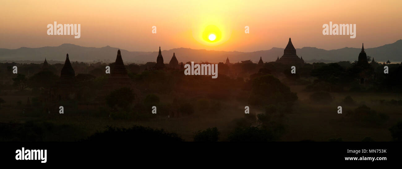 Aerial view to Bagan at sunset, Myanmar Stock Photo - Alamy