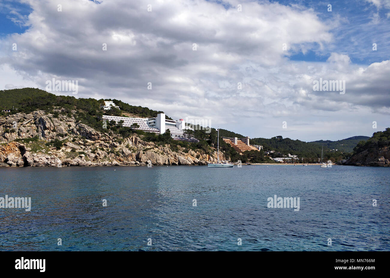 Rocky coastline of Saint Miguel in Ibiza Island. Balearic Islands. Spain Stock Photo
