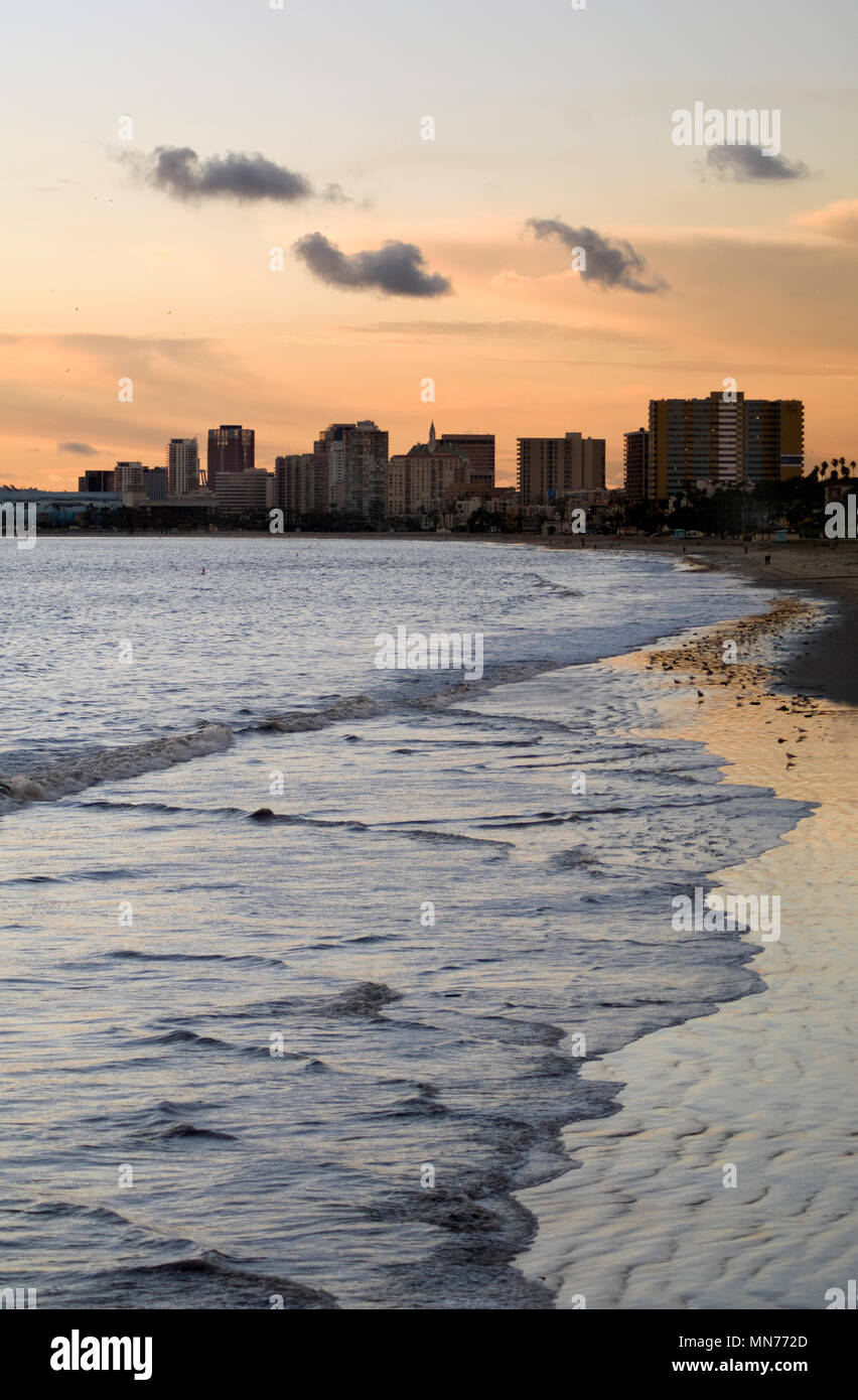 Long Beach shore and skyline in Southern California Stock Photo