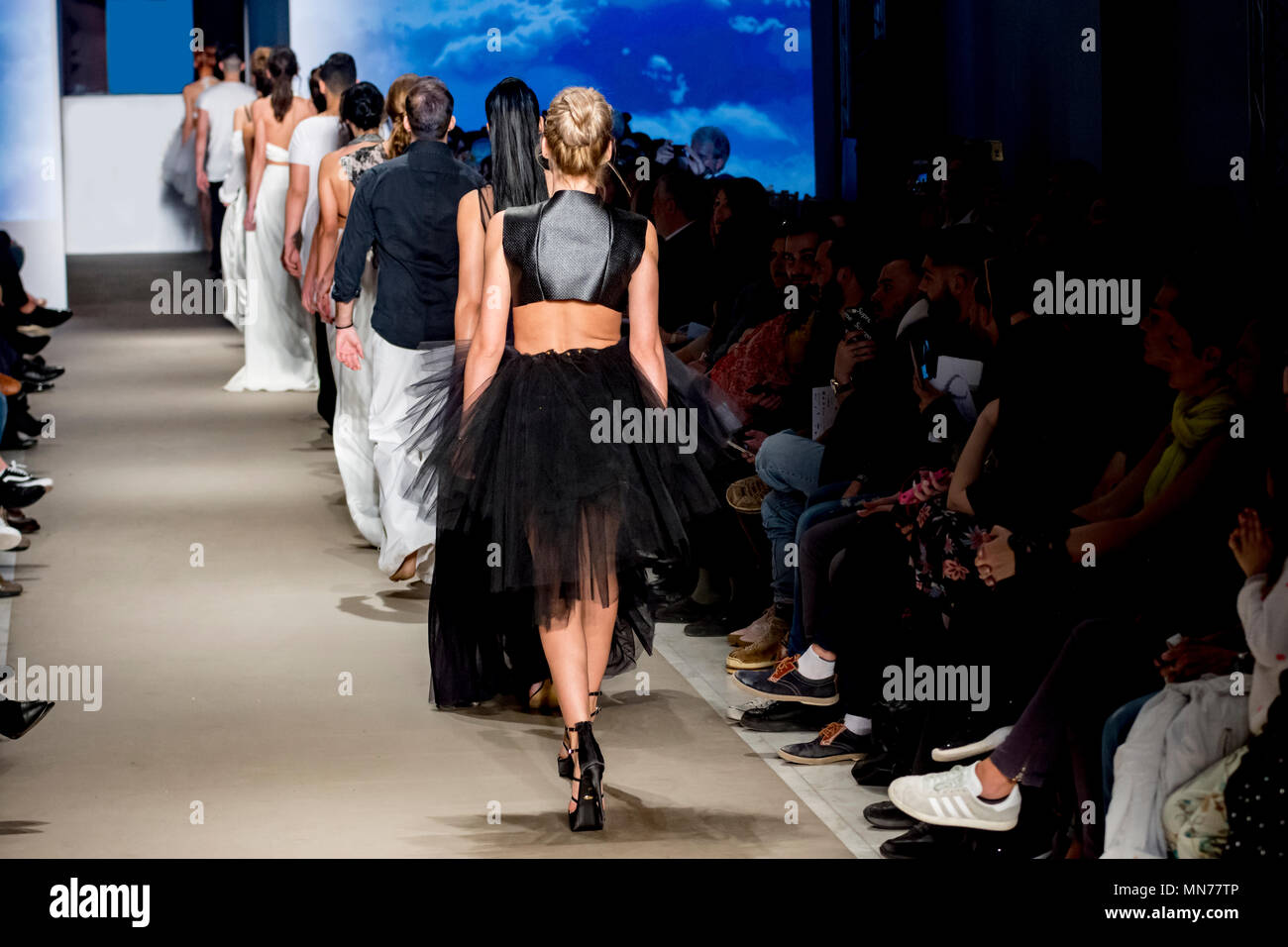 female models at finale of the fashion show Stock Photo - Alamy