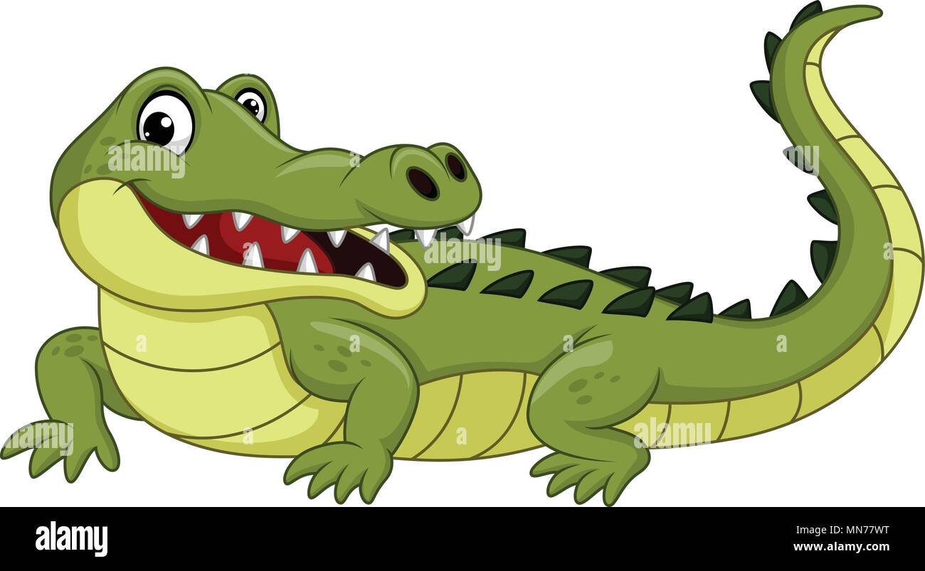 Cartoon crocodile isolated on white background Stock Vector
