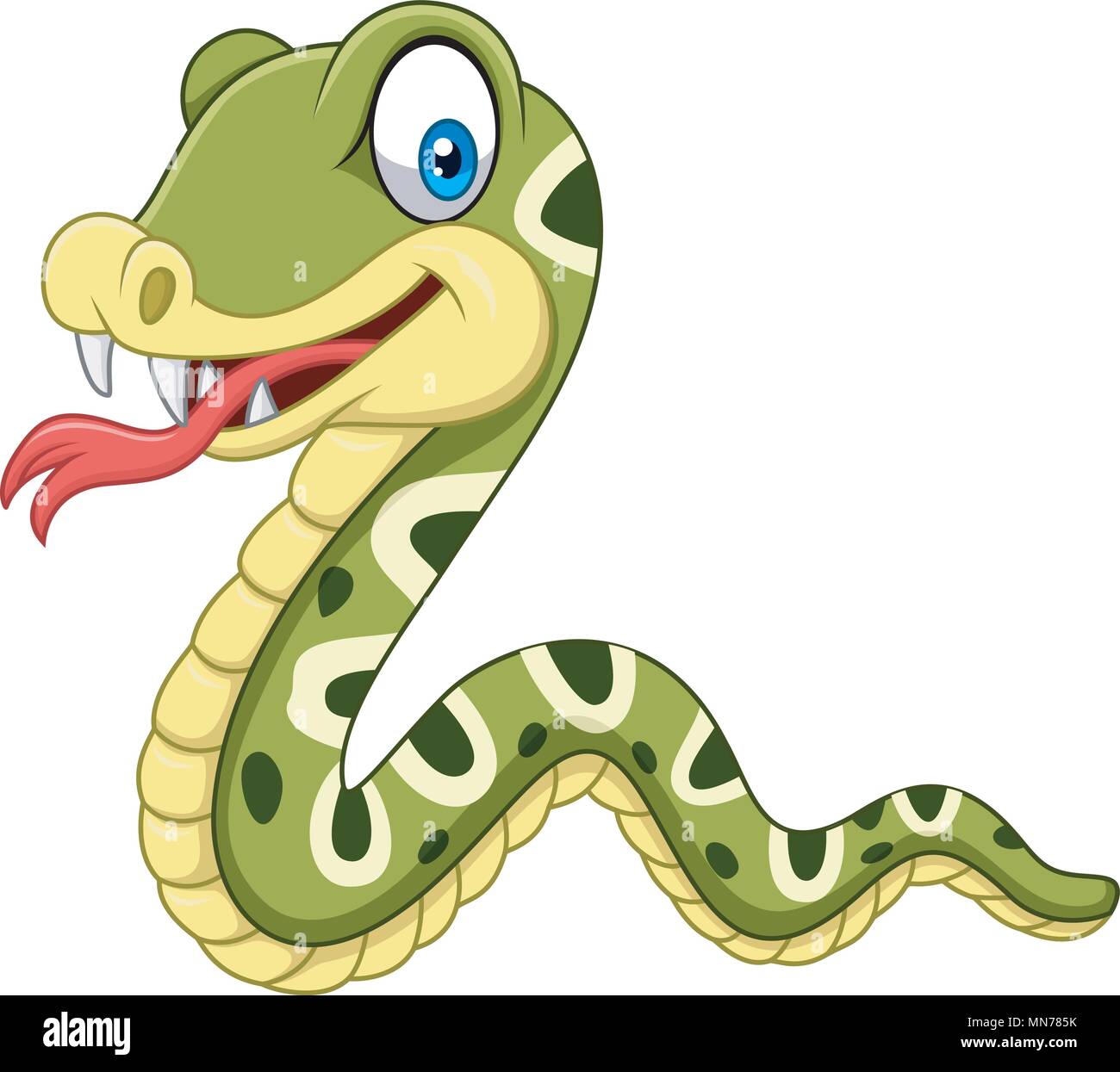 Cartoon happy snake isolated on white background Stock Vector