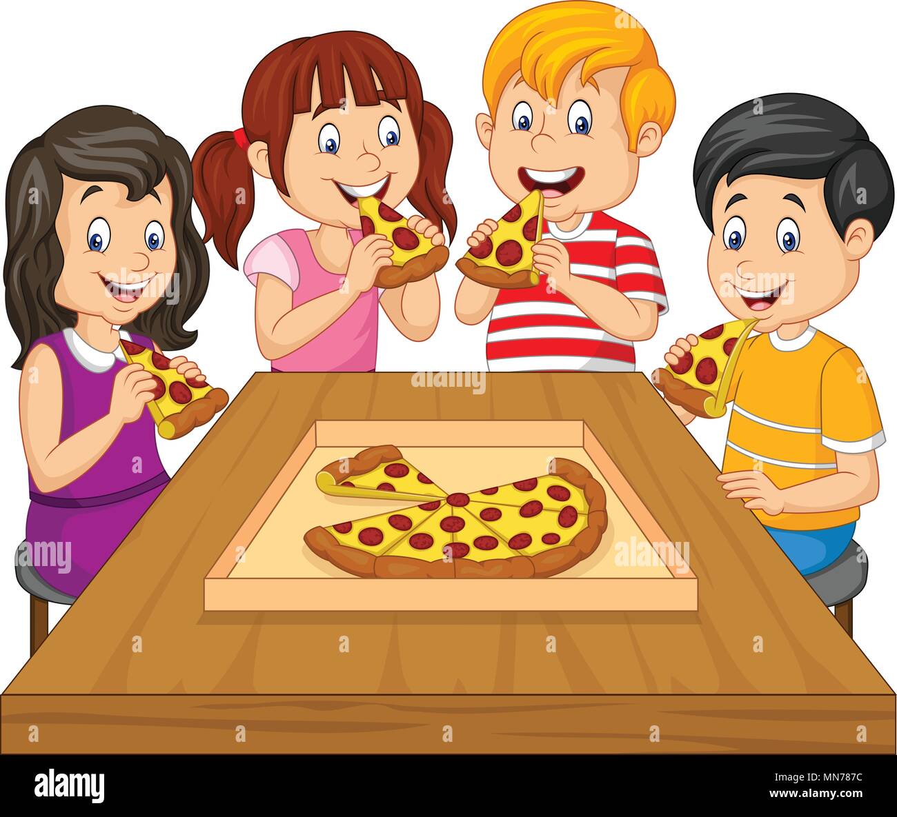 Friends eating pizza Royalty Free Vector Image