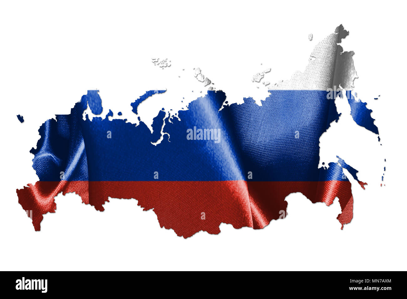 Russia flag map. Country outline with national flag Stock Photo - Alamy