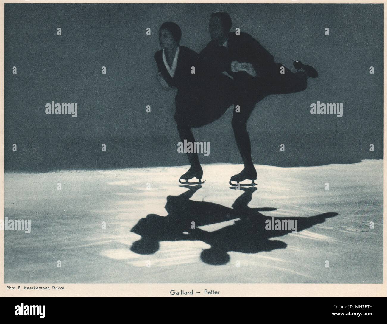 ICE FIGURE SKATING. Gaillard - Petter, Davos (1) 1935 old vintage print Stock Photo